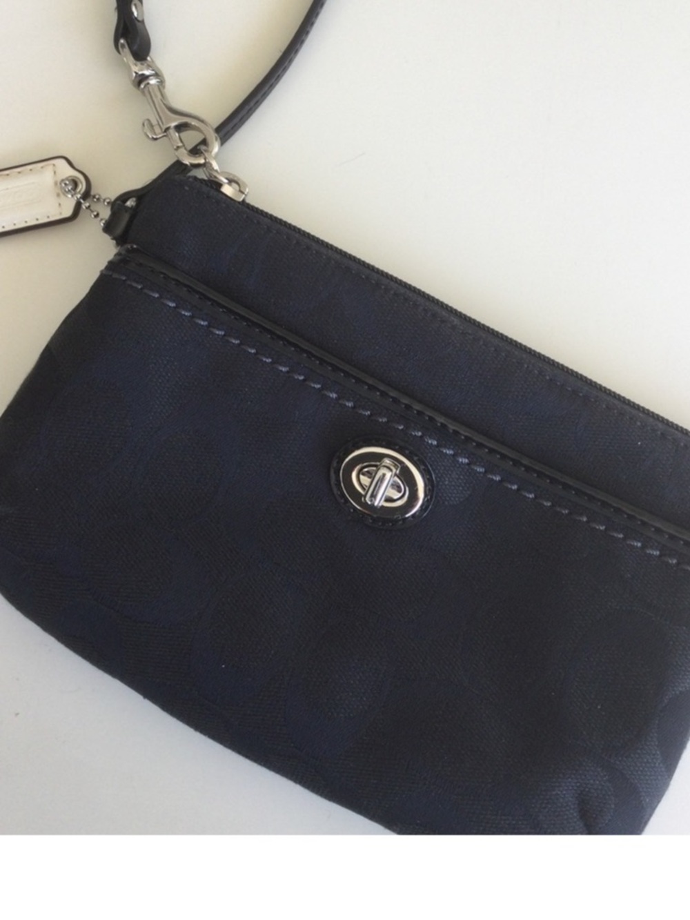 Coach Signature C ‘s Black Wristlet w/ Turnlock
